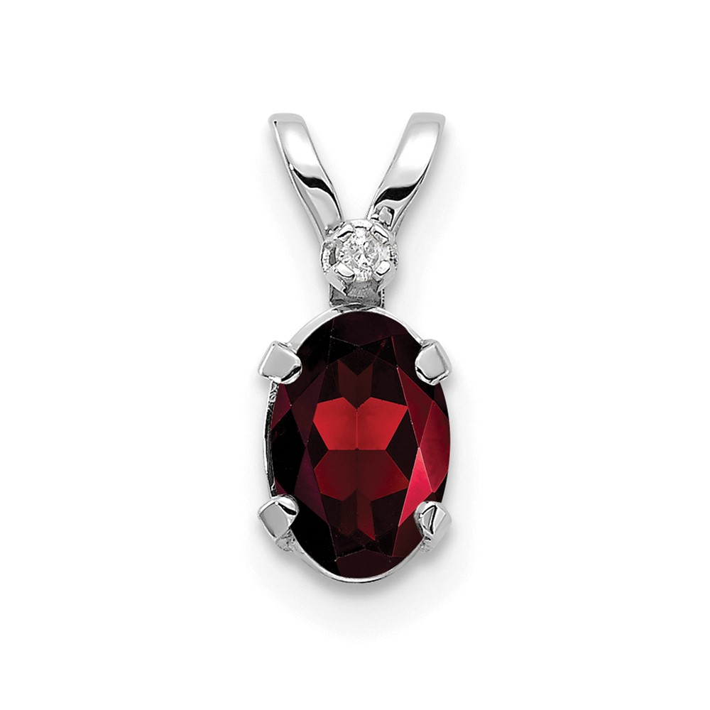 14K White Gold Diamond and Garnet Birthstone Pendant (XBE156W)