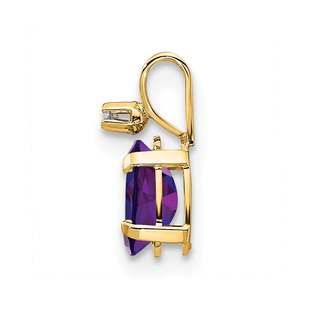 14k Diamond & Amethyst Birthstone Pendant (XBE157)
