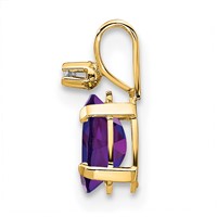 14K Yellow Gold Diamond and 6x 4 Oval February Amethyst Birthstone Pendant view 2