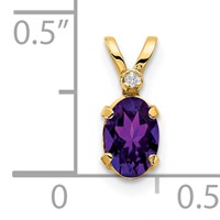 14K Yellow Gold Diamond and 6x 4 Oval February Amethyst Birthstone Pendant view 3