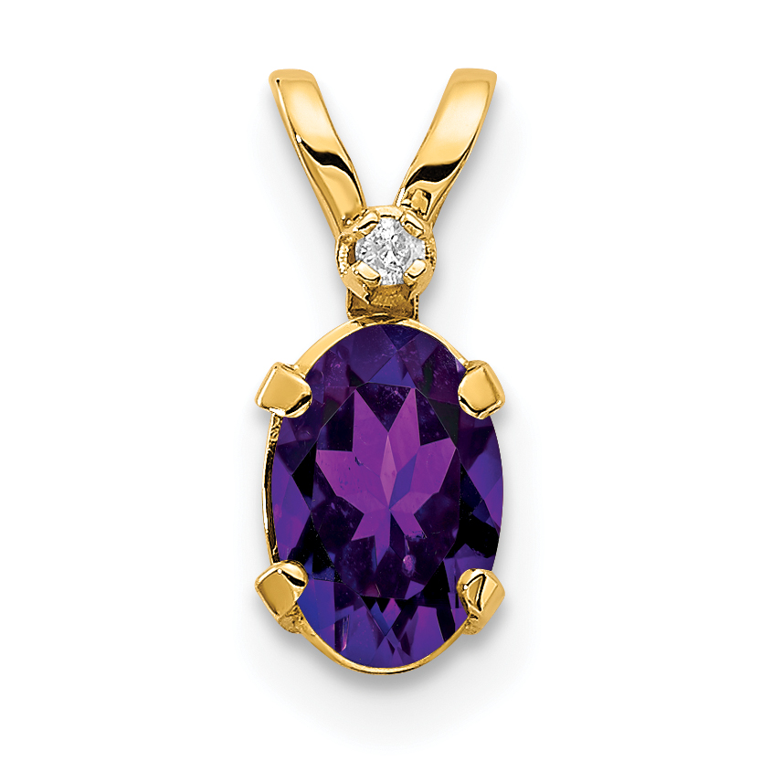 14k Diamond & Amethyst Birthstone Pendant (XBE157)