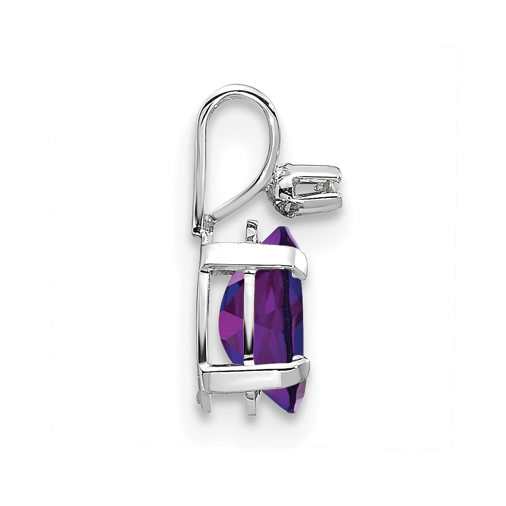 14K White Gold Diamond and Amethyst Birthstone Pendant (XBE157W)