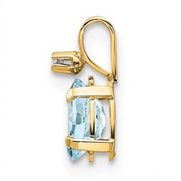 14K Yellow Gold Diamond and 6x 4 Oval March Aquamarine Birthstone Pendant view 2