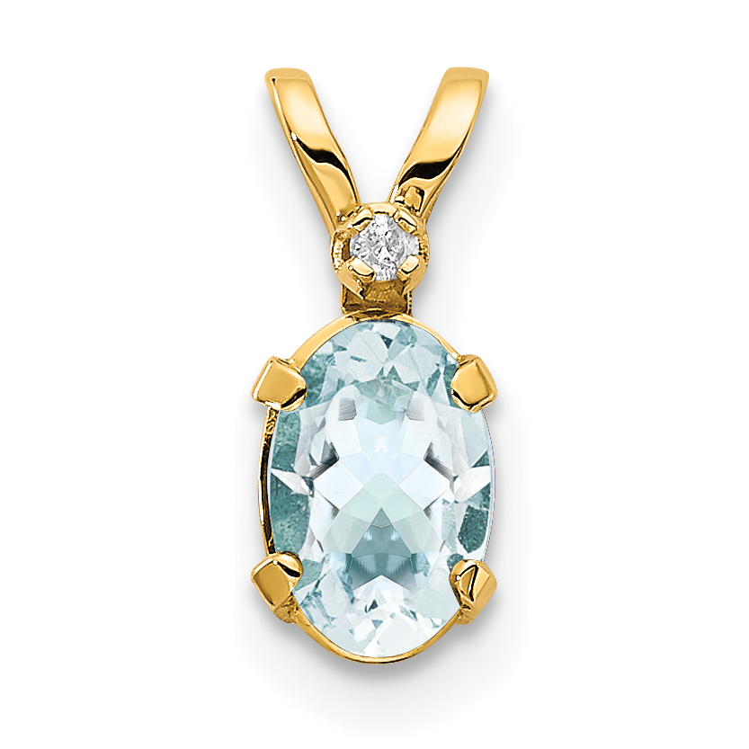14k Diamond & Aquamarine Birthstone Pendant (XBE158)