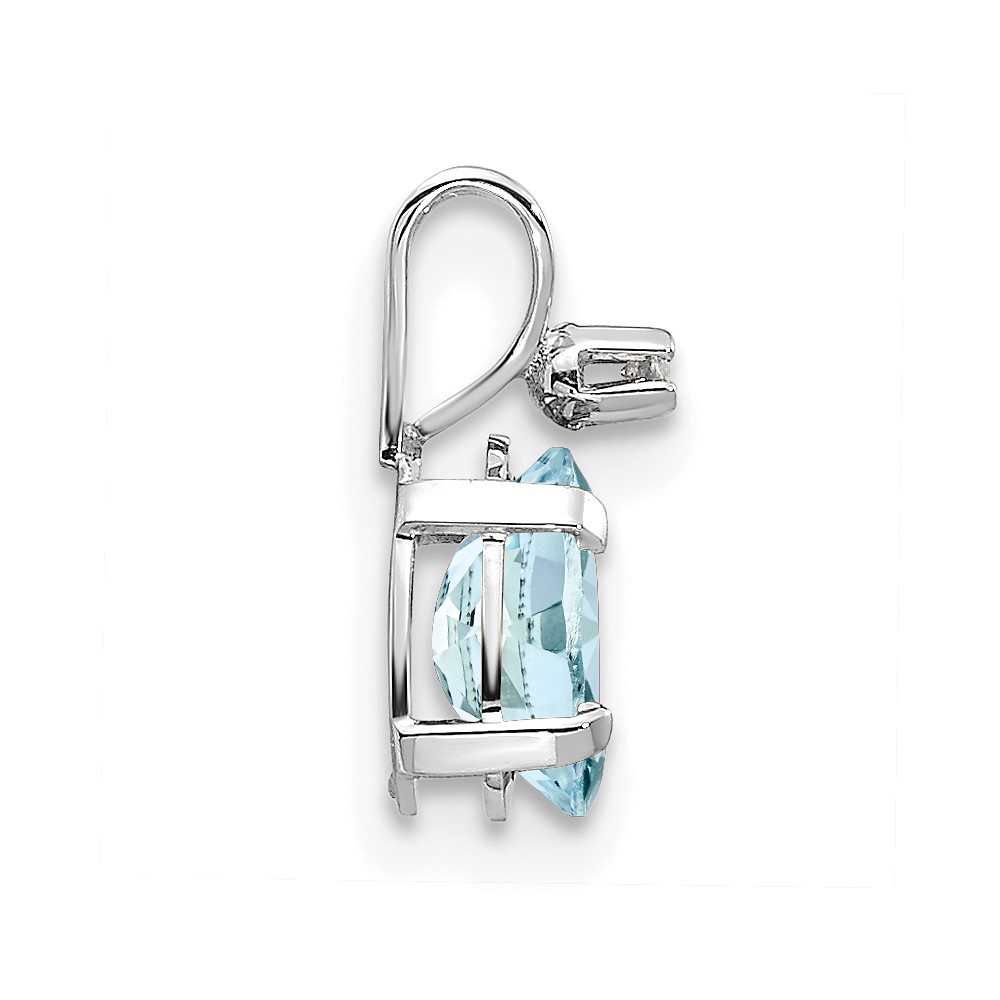 14K White Gold Diamond and Aquamarine Birthstone Pendant (XBE158W)