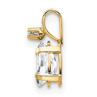 14K Yellow Gold Diamond and 6x 4 Oval April White Topaz Birthstone Pendant view 2