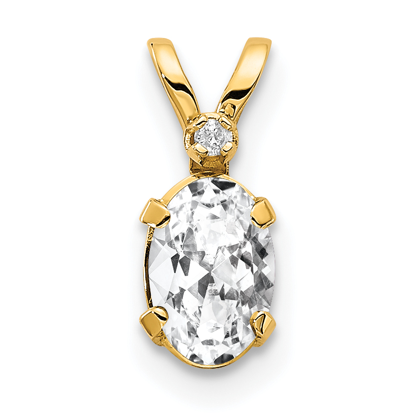 14k Diamond & White Topaz Birthstone Pendant (XBE159)