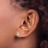 14K Yellow Gold 6x 4 Oval April White Topaz Post Earrings view 3