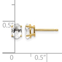 14K Yellow Gold 6x 4 Oval April White Topaz Post Earrings view 4