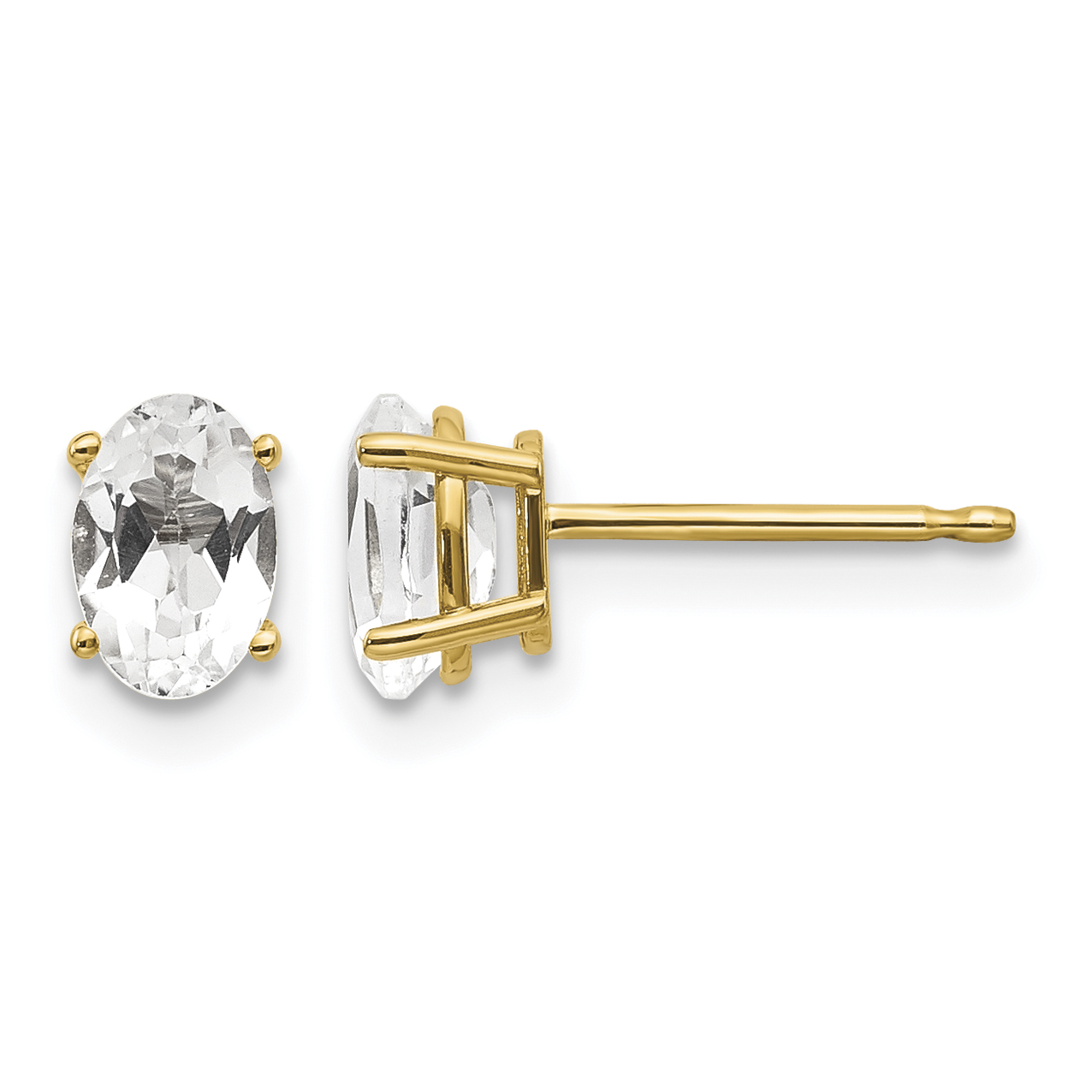 14k 6x4 Oval April/White Topaz Post Earrings (XBE16)