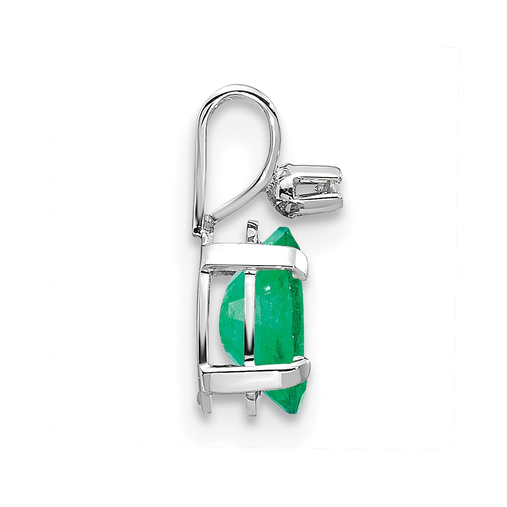14K White Gold Diamond and Emerald Birthstone Pendant (XBE160W)