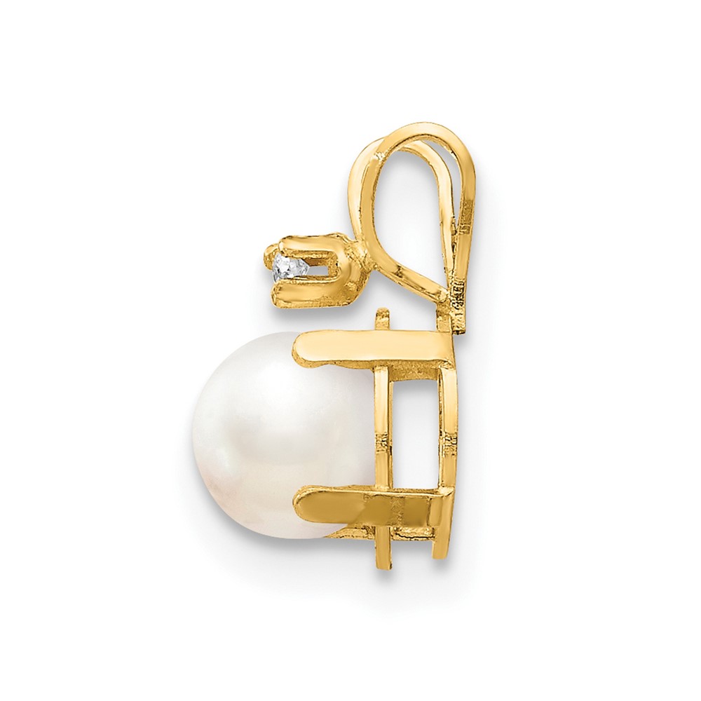14k Diamond & FW Cultured Pearl Birthstone Pendant (XBE161)