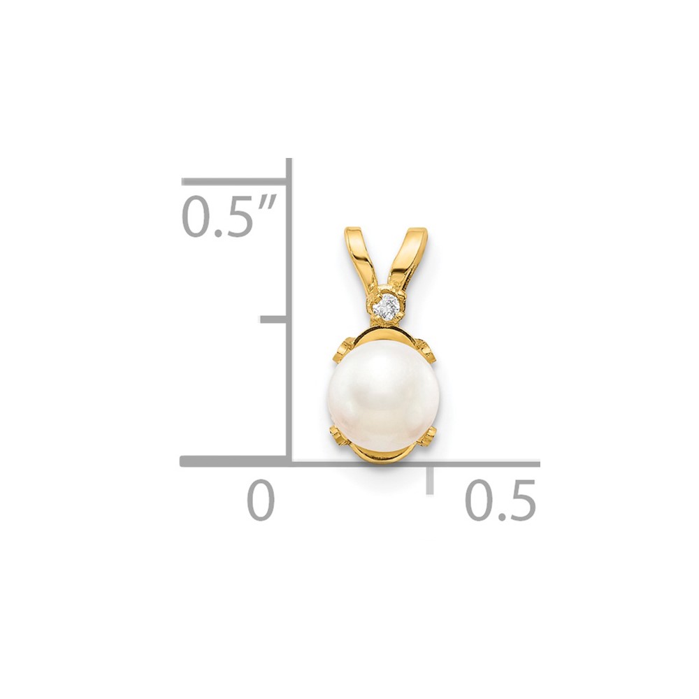 14k Diamond & FW Cultured Pearl Birthstone Pendant (XBE161)