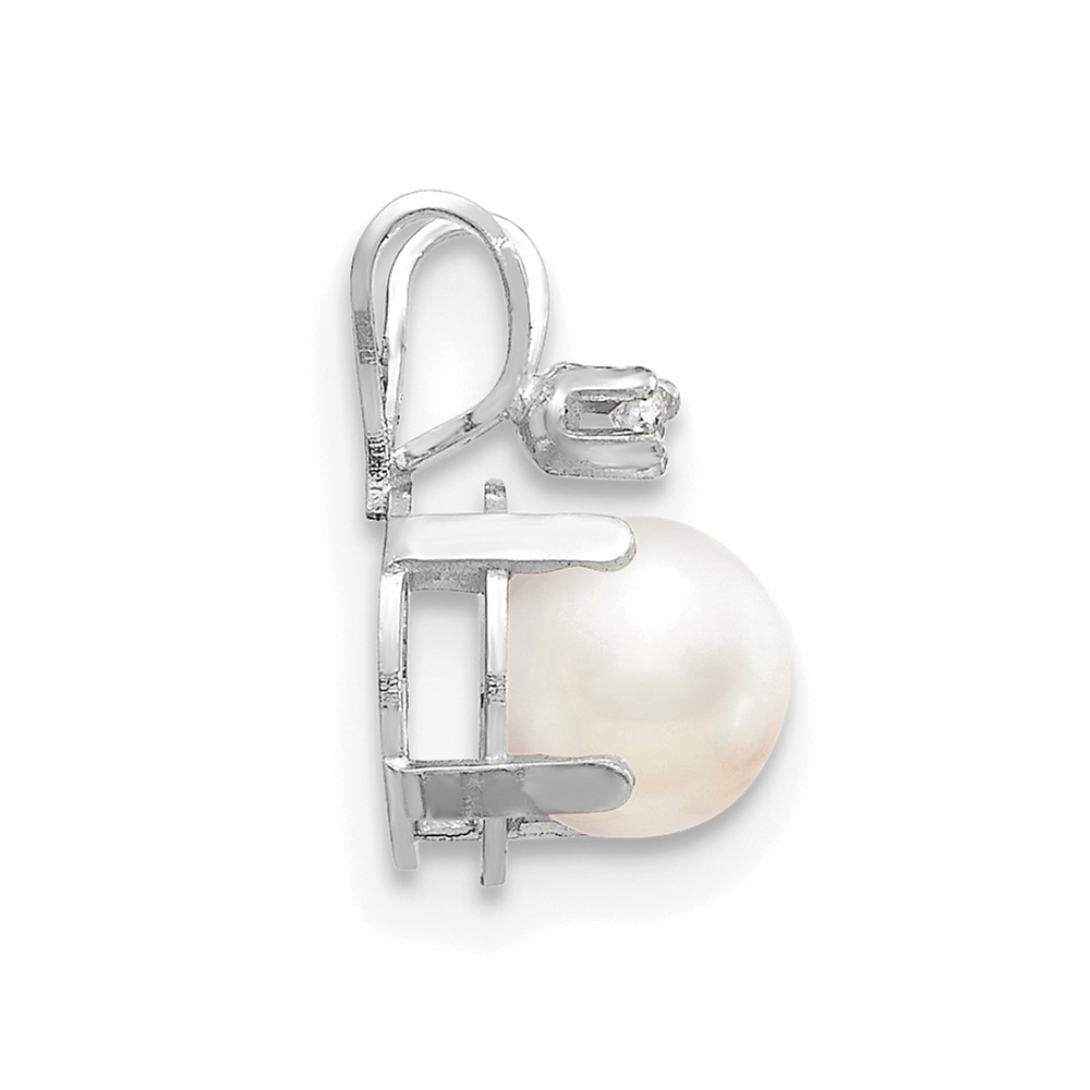 14K White Gold Diamond and FW Cultured Pearl Birthstone Pendant (XBE161W)