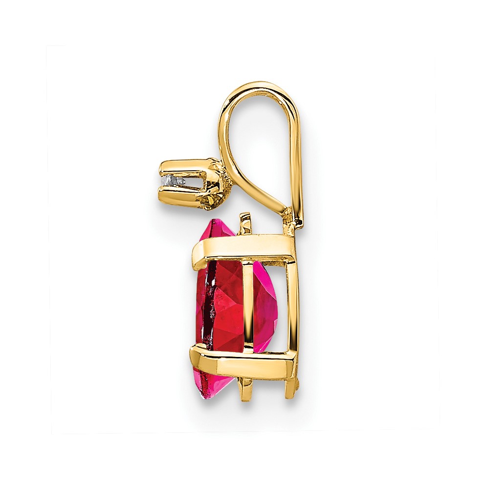 14k Diamond & Ruby Birthstone Pendant (XBE162)
