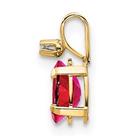 14K Diamond and 6x4 Oval July Ruby Birthstone Pendant view 2