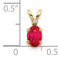14K Diamond and 6x4 Oval July Ruby Birthstone Pendant view 3