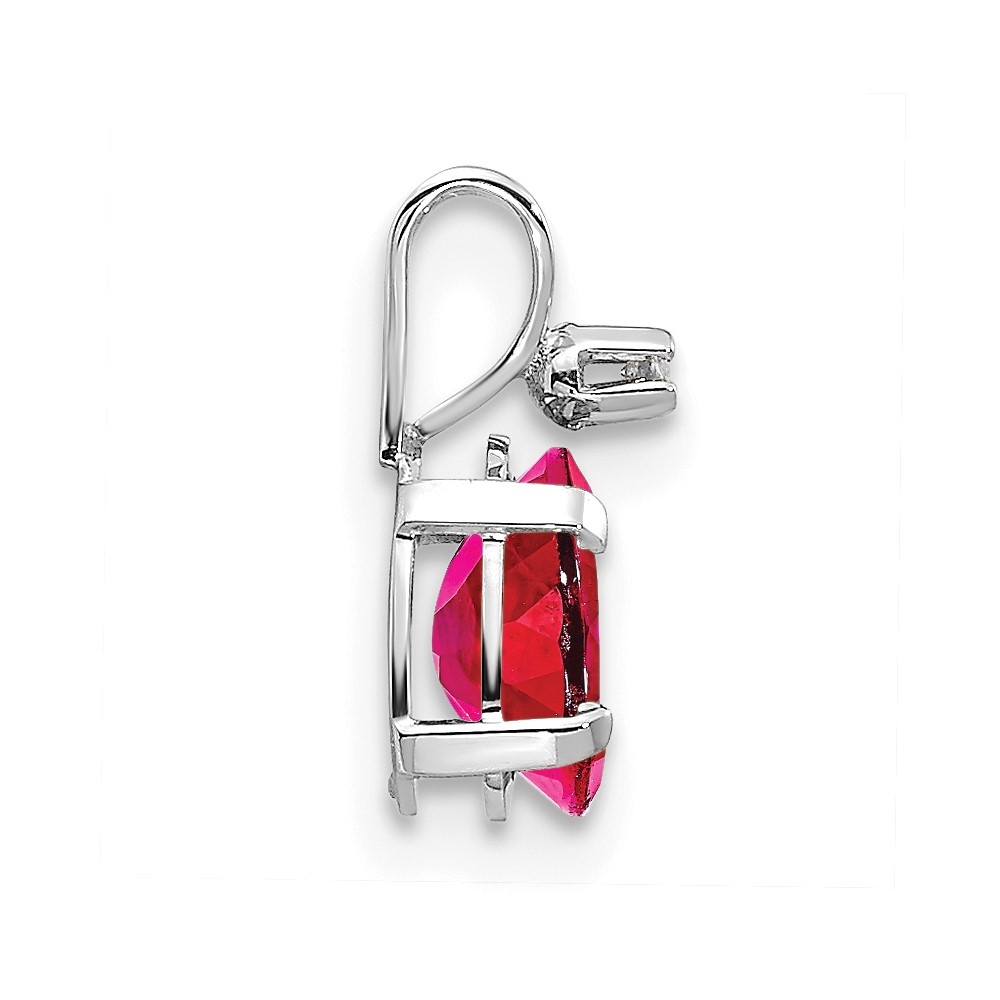 14K White Gold Diamond and Ruby Birthstone Pendant (XBE162W)