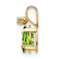 14K Yellow Gold Diamond and 6x 4 Oval August Peridot Birthstone Pendant view 2