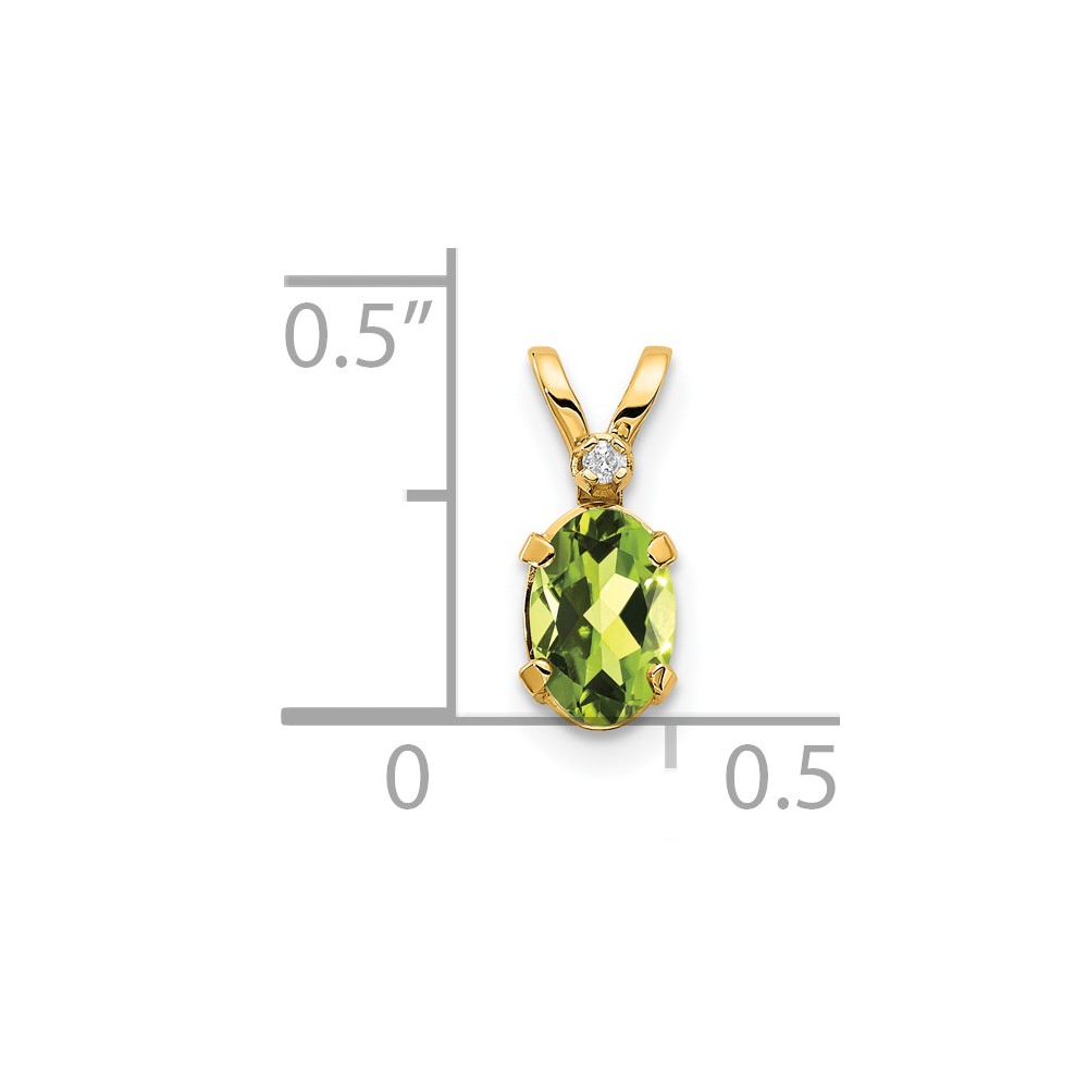 14k Diamond & Peridot Birthstone Pendant (XBE163)