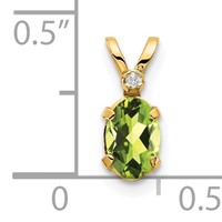 14K Yellow Gold Diamond and 6x 4 Oval August Peridot Birthstone Pendant view 3
