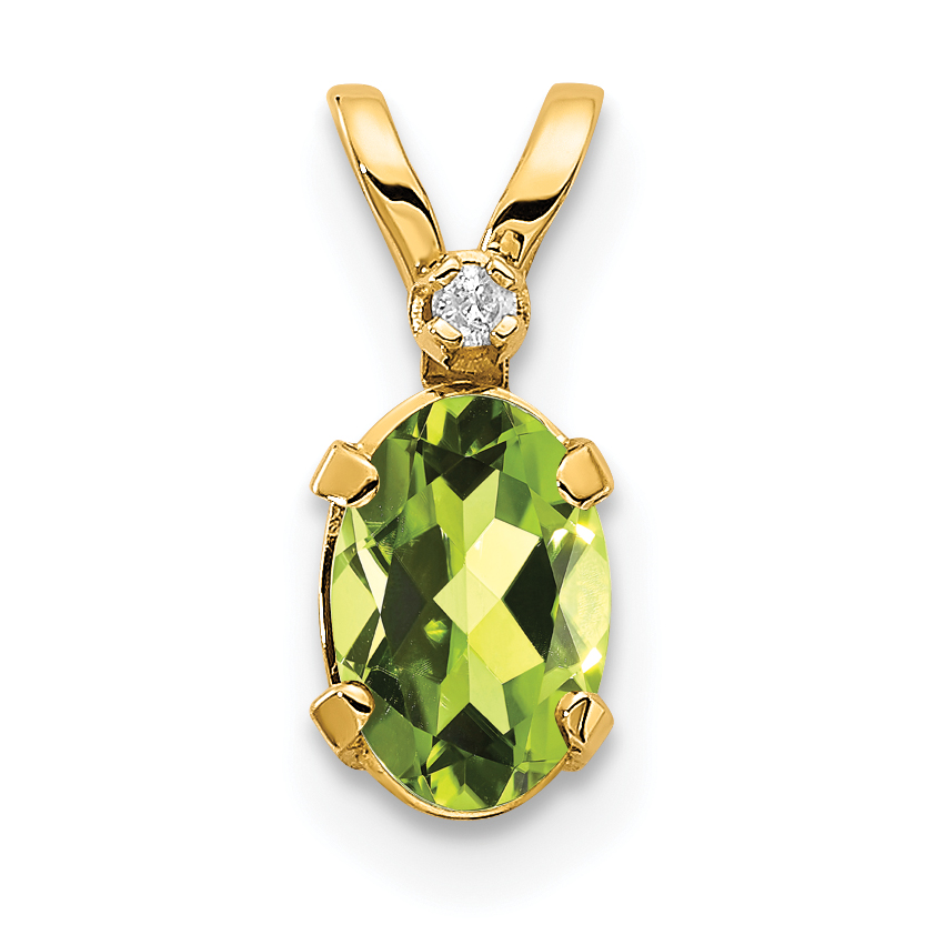14k Diamond & Peridot Birthstone Pendant (XBE163)