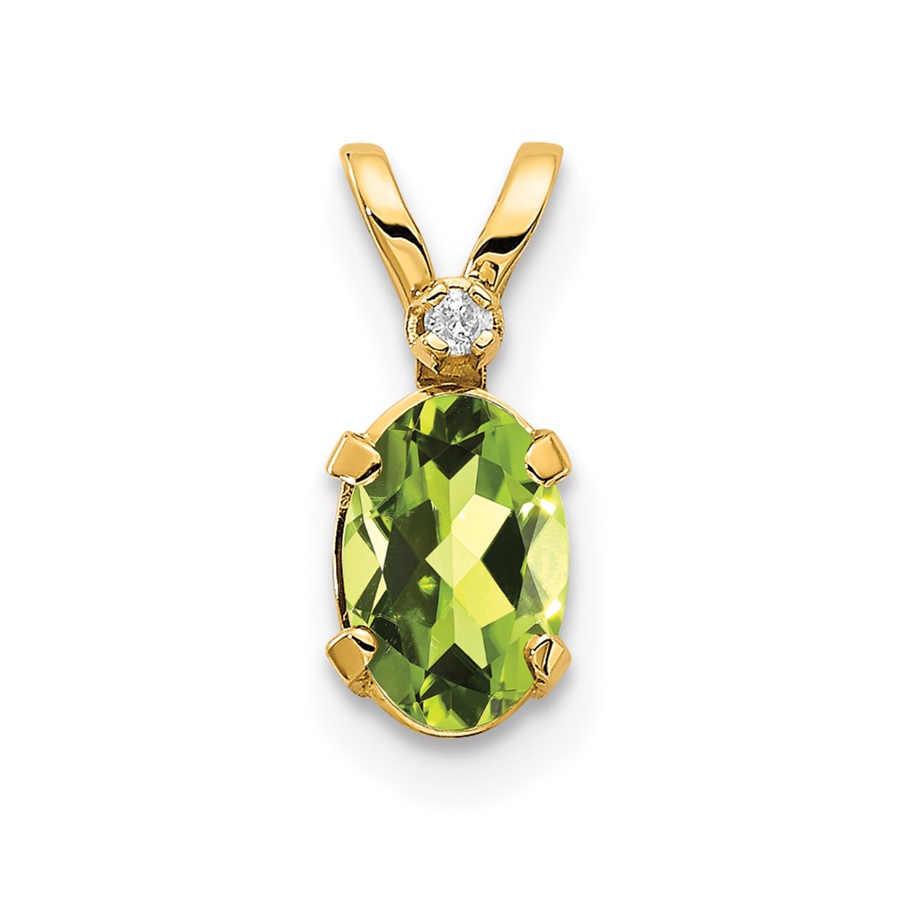 14k Diamond & Peridot Birthstone Pendant (XBE163)