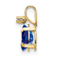 14K Yellow Gold Diamond and 6x 4 Oval September Sapphire Birthstone Pendant view 2