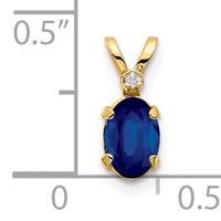 14K Yellow Gold Diamond and 6x 4 Oval September Sapphire Birthstone Pendant view 3