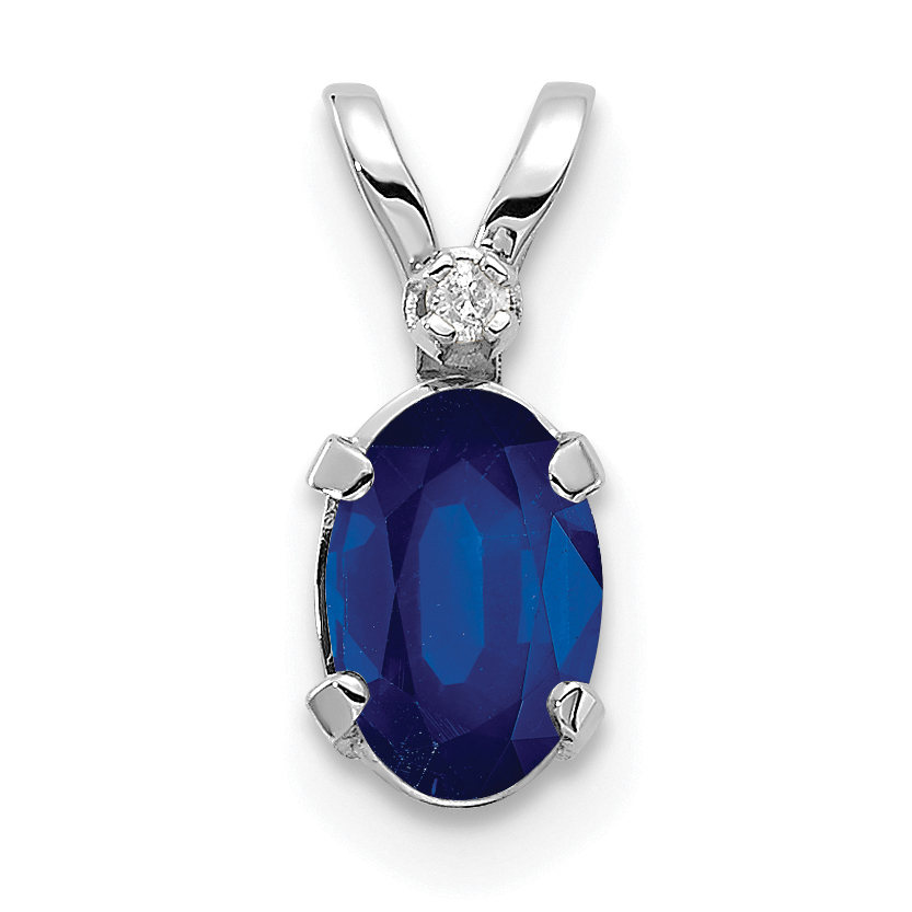 14K White Gold Diamond and Sapphire Birthstone Pendant (XBE164W)