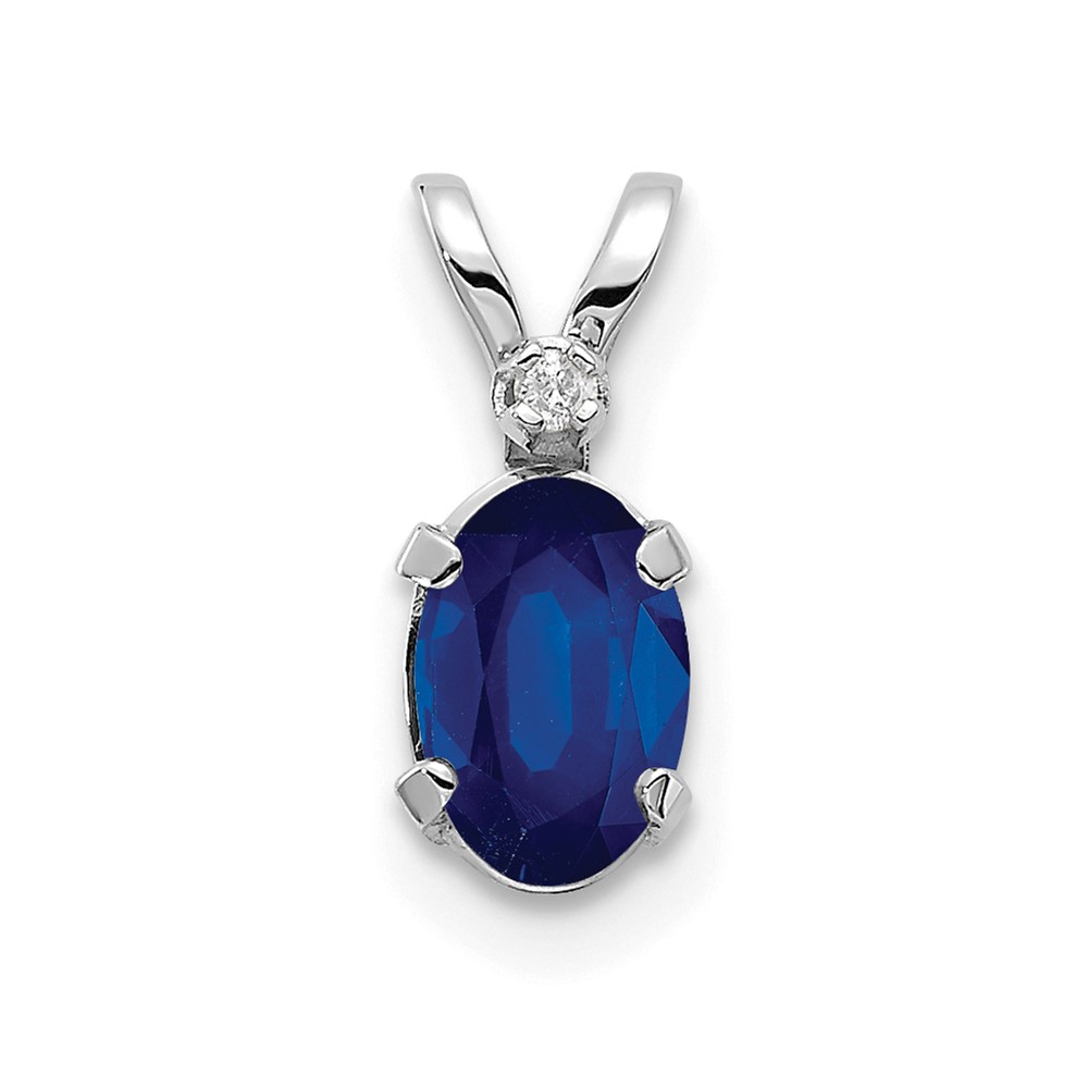 14K White Gold Diamond and Sapphire Birthstone Pendant (XBE164W)