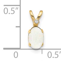14K Yellow Gold Diamond and 6x 4 Oval October Opal Birthstone Pendant view 3
