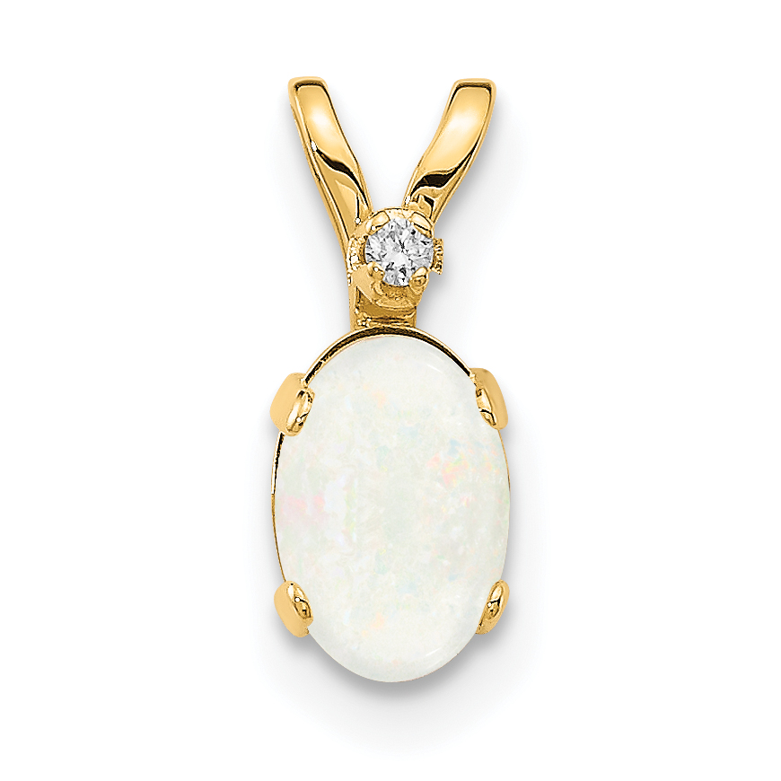 14k Diamond & Opal Birthstone Pendant (XBE165)
