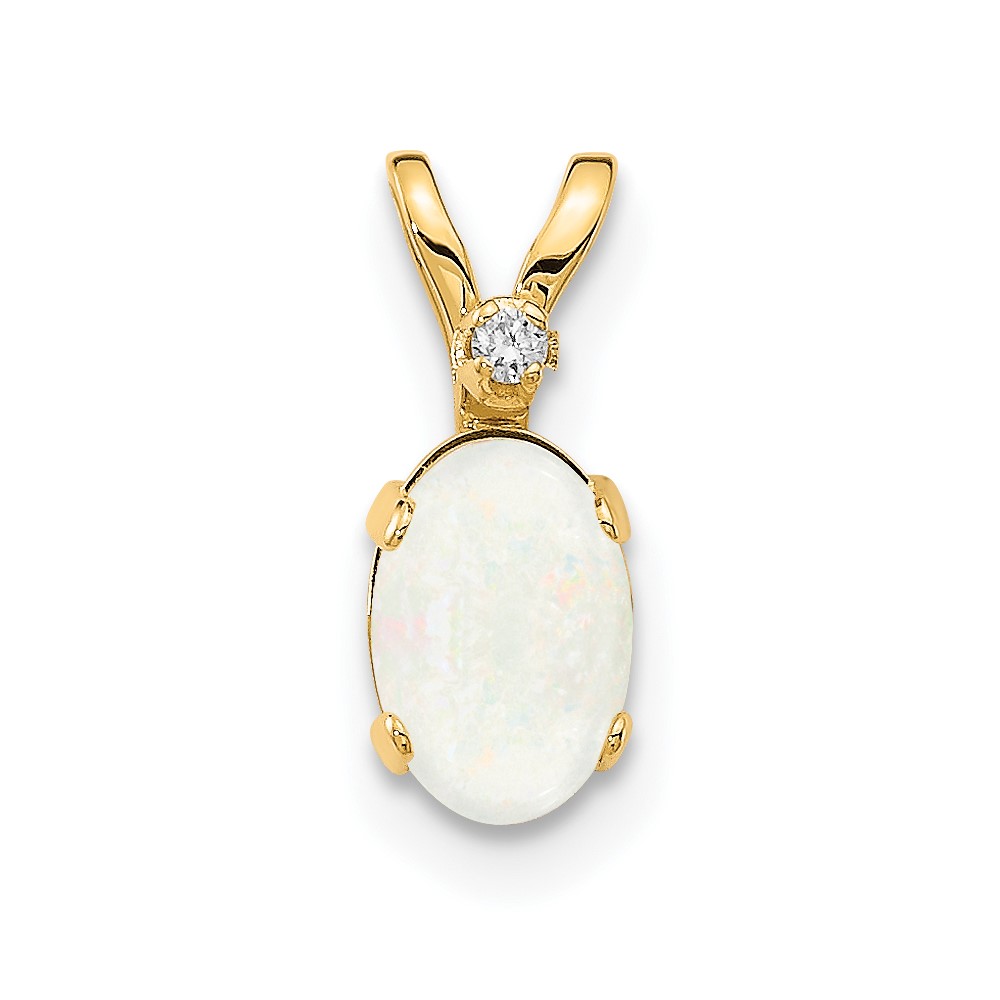 14k Diamond & Opal Birthstone Pendant (XBE165)