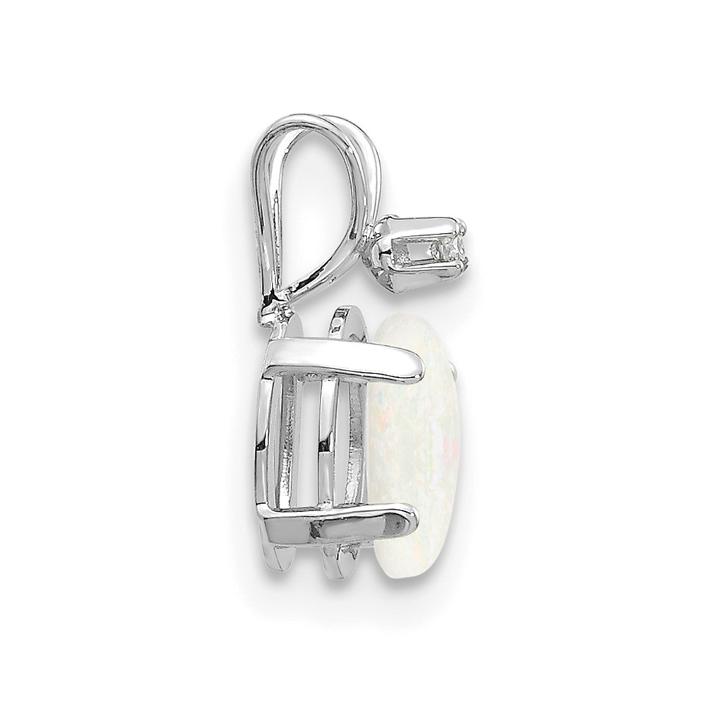 14K White Gold Diamond and Opal Birthstone Pendant (XBE165W)