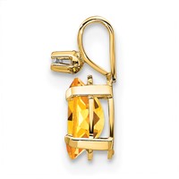 14K Yellow Gold Diamond and 6x 4 Oval November Citrine Birthstone Pendant view 2