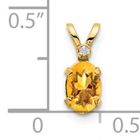 14K Yellow Gold Diamond and 6x 4 Oval November Citrine Birthstone Pendant view 3