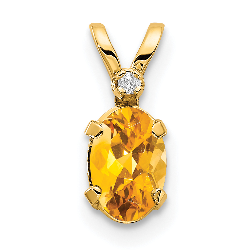 14k Diamond & Citrine Birthstone Pendant (XBE166)