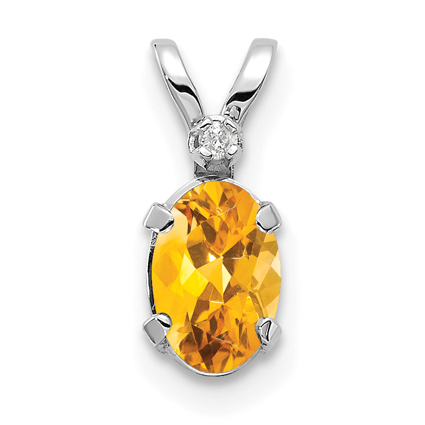 14K White Gold Diamond and Citrine Birthstone Pendant (XBE166W)