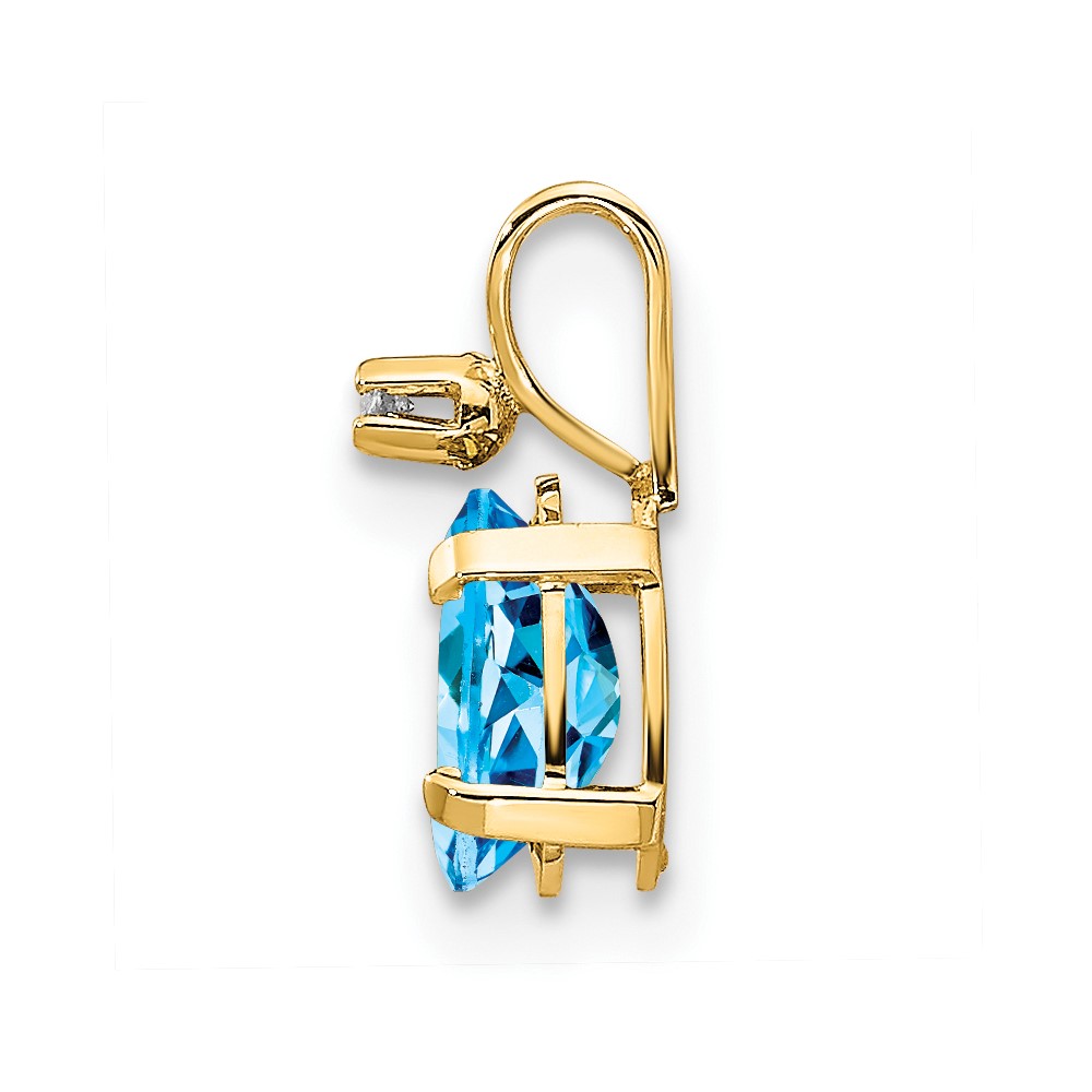 14k Diamond & Blue Topaz Birthstone Pendant (XBE167)