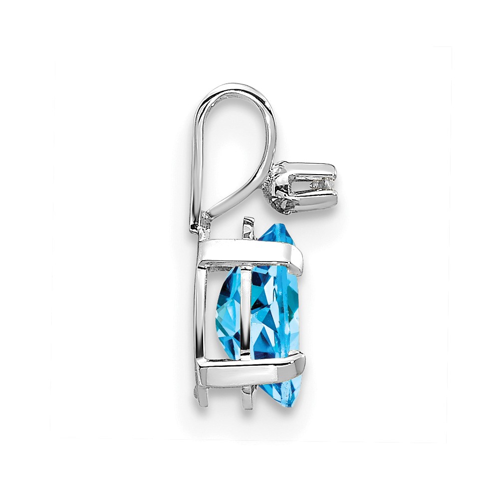 14K White Gold Diamond and Blue Topaz Birthstone Pendant (XBE167W)