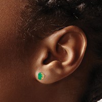 14K Yellow Gold 6x 4 Oval May Emerald Post Earrings view 3