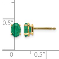 14K Yellow Gold 6x 4 Oval May Emerald Post Earrings view 4