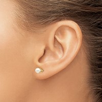 14K 4.5mm Yellow Gold Round June Freshwater Cultured Pearl Post Earrings view 3