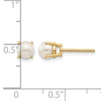 14K 4.5mm Yellow Gold Round June Freshwater Cultured Pearl Post Earrings view 4
