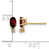 14K Yellow Gold Diamond and 5x 3 Oval January Garnet Birthstone Earrings view 4