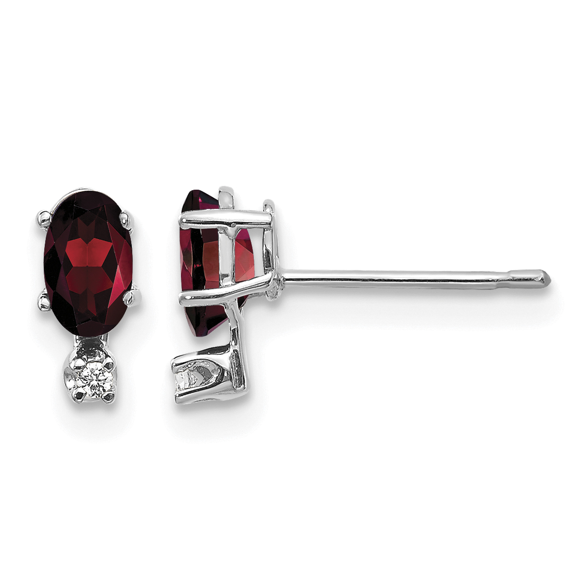 14K White Gold Diamond and Garnet Birthstone Earrings (XBE180W)