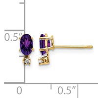 14K Yellow Gold Diamond and 5x 3 Oval February Amethyst Birthstone Earrings view 4
