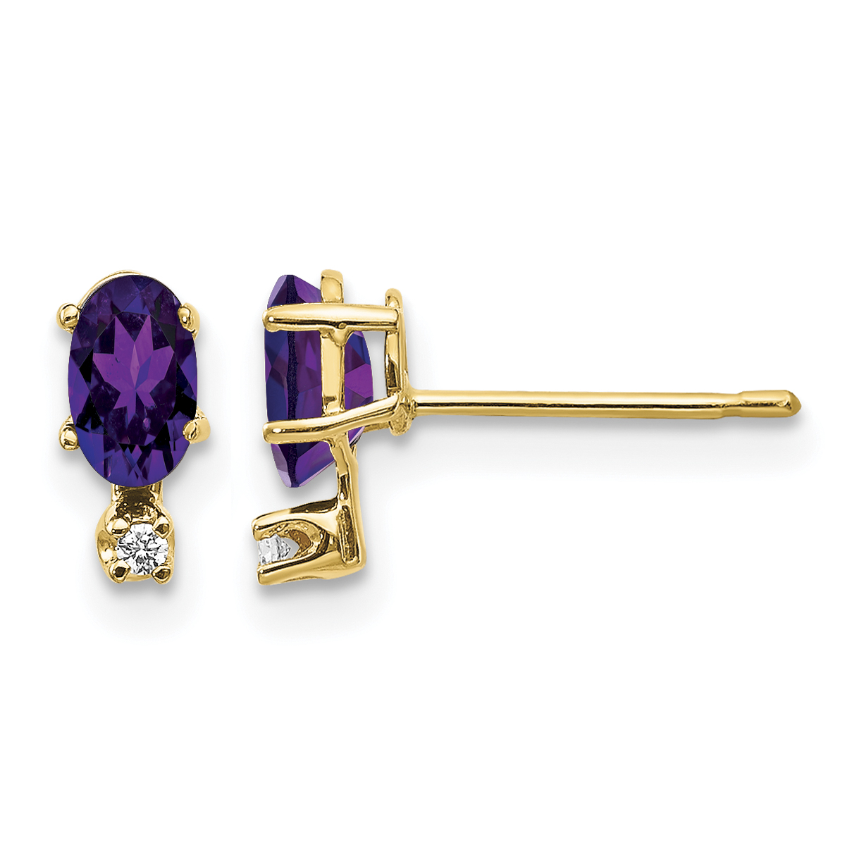14k Diamond & Amethyst Birthstone Earrings (XBE181)