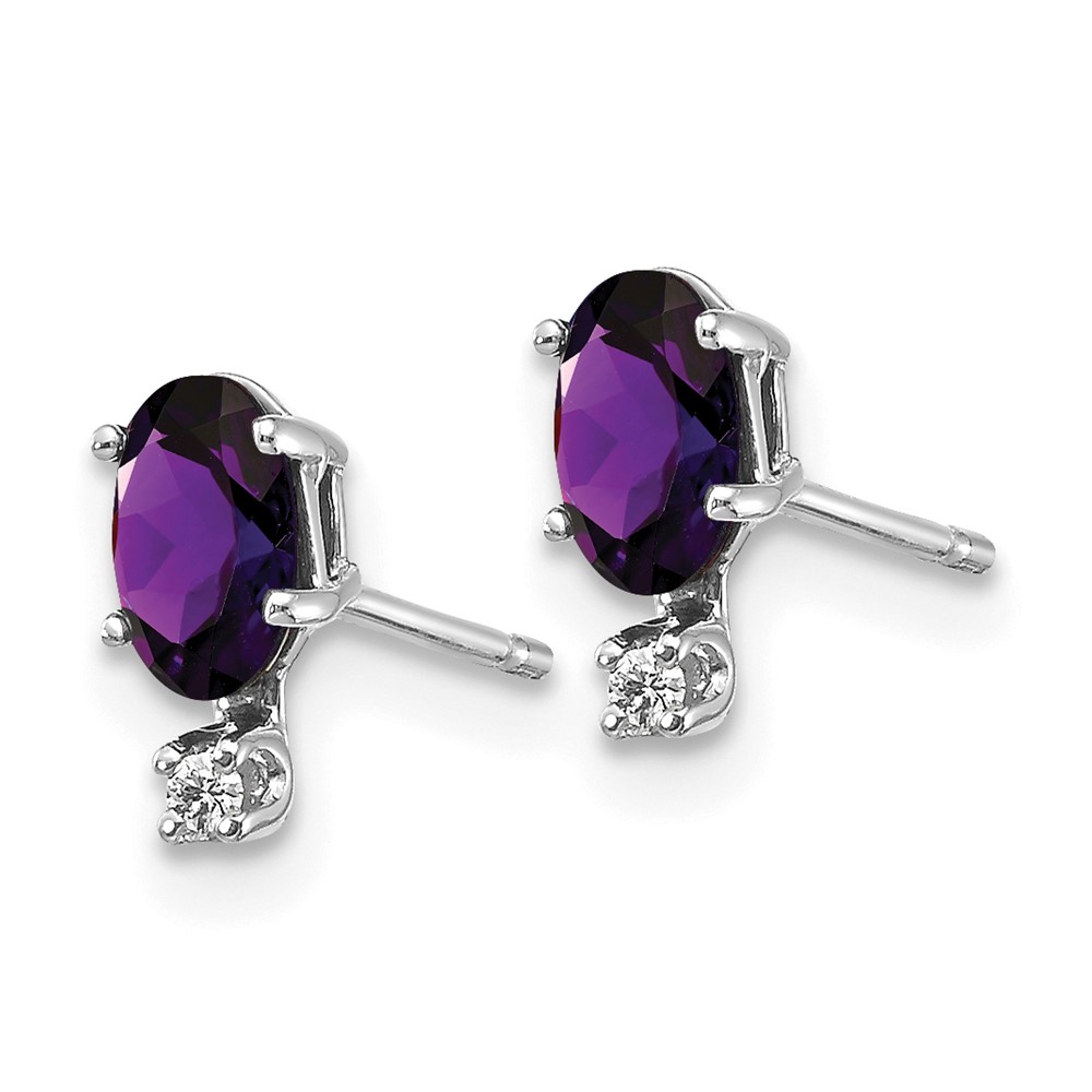 14K White Gold Diamond and Amethyst Birthstone Earrings (XBE181W)